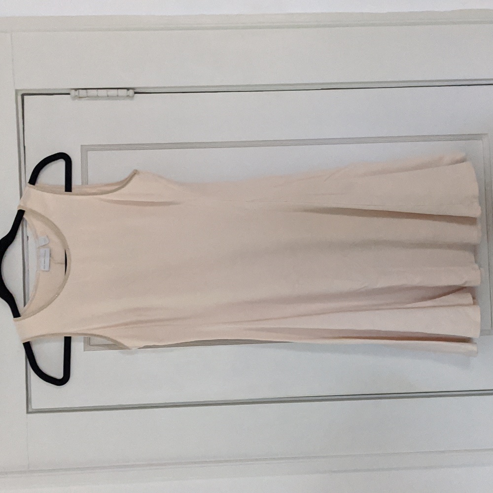Gold trim beige skater dress